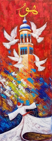 Anwer Sheikh, 12 x 36 Inch, Acrylic on Canvas, Calligraphy Painting, AC-ANS-094